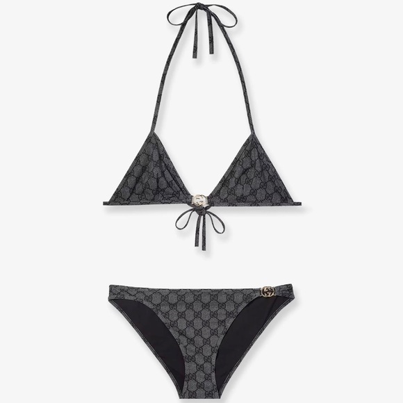 GUCCI GG logo triangle halter bikini set